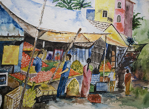 A Vegetable Seller at a Street Corner
