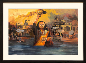 Painting of a Gangaa Aarti in Benares
