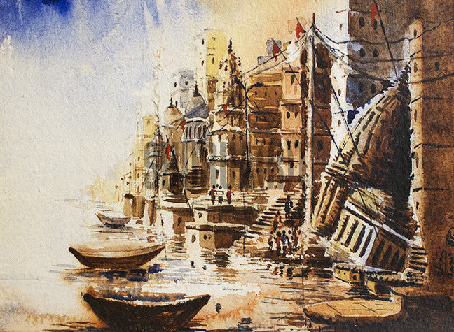 A Painting of Beautiful Ghats in Varanasi