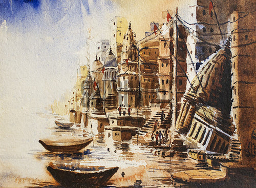 A Painting of Beautiful Ghats in Varanasi