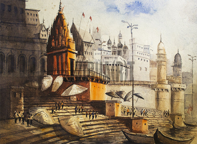 A Painting of Beautiful Ghats in Varanasi