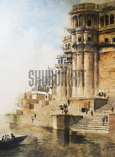 A Painting of Beautiful Ghats in Varanasi