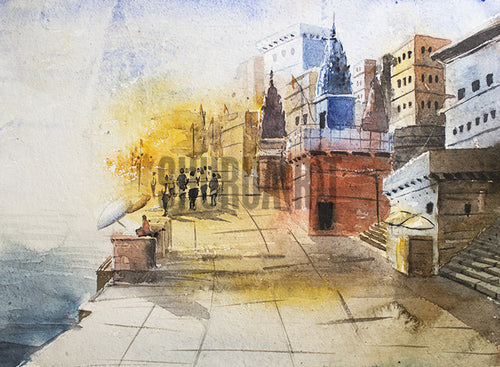 A Painting of Beautiful Ghats in Varanasi
