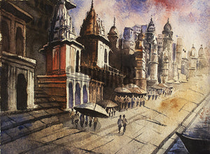 A Painting of Beautiful Ghats in Varanasi