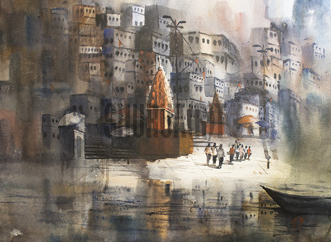 A Painting of Beautiful Ghats in Varanasi