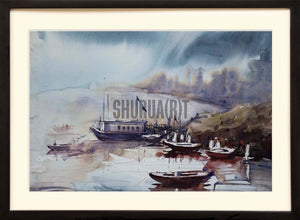 A beautiful painting of a ghat in Banaras