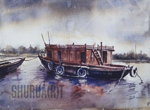 A beautiful painting of a ghat in Banaras