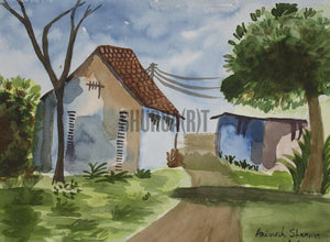 Painting of a village house