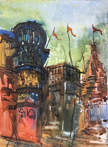 Temples and Buildings on Ghats in Varanasi