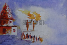 Load image into Gallery viewer, Painting of famous Ganga Aarti in Varanasi