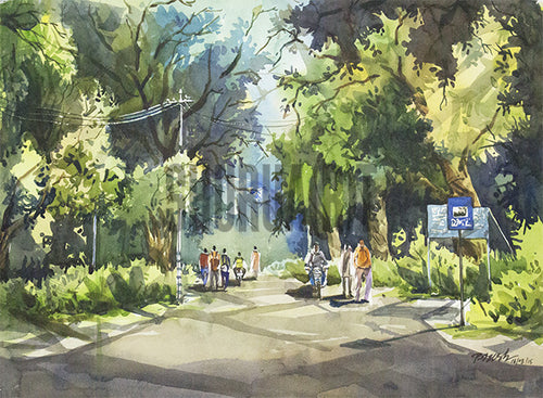 Painting of a BHU Campus Road