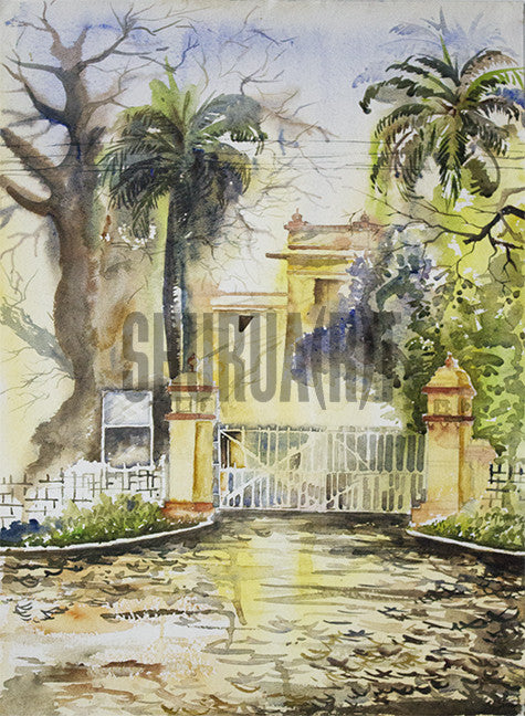 Painting of a building inside Banaras Hindu University