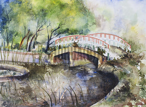A Footover Bridge over a Pond