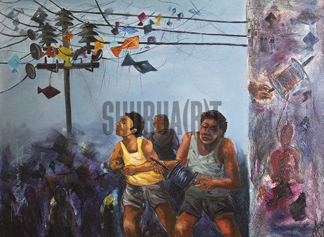 Original painting of Kite Flying in Varanasi