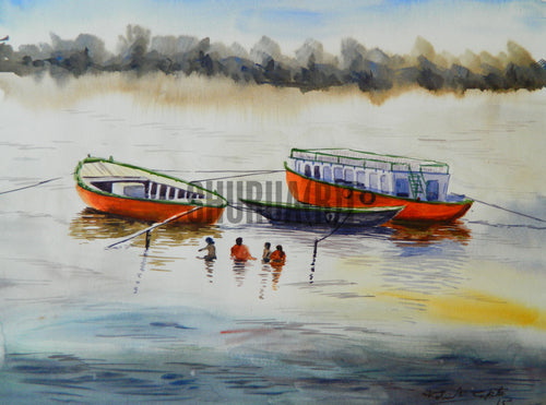 Morning dip in river Ganges